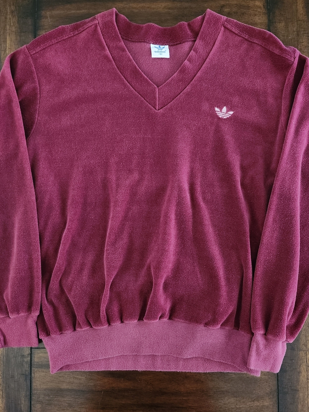adidas Wine V-Neck Trefoil Pullover Sweater Men's Small/ Woman's Med